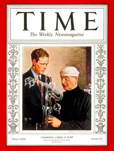 Εξώφυλλο του TIME, που απεικονίζει τον Alexis Carrel και τον Charles Lindbergh
