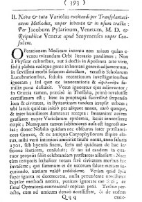 Η πρώτη σελίδα (σελ. 393)  της εργασίας του Ιάκωβου Πυλαρινού για την εφαρμογή του ‘ευλογιασμού’