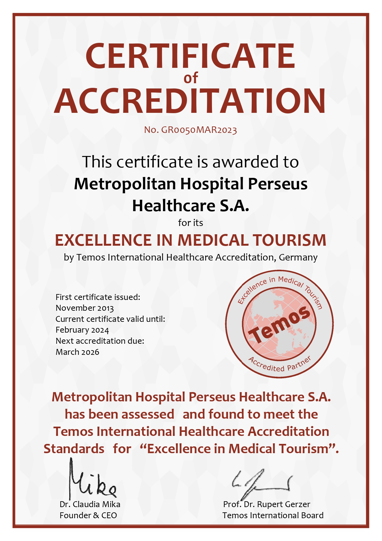 Temos Excellence Medical Tourism 2018