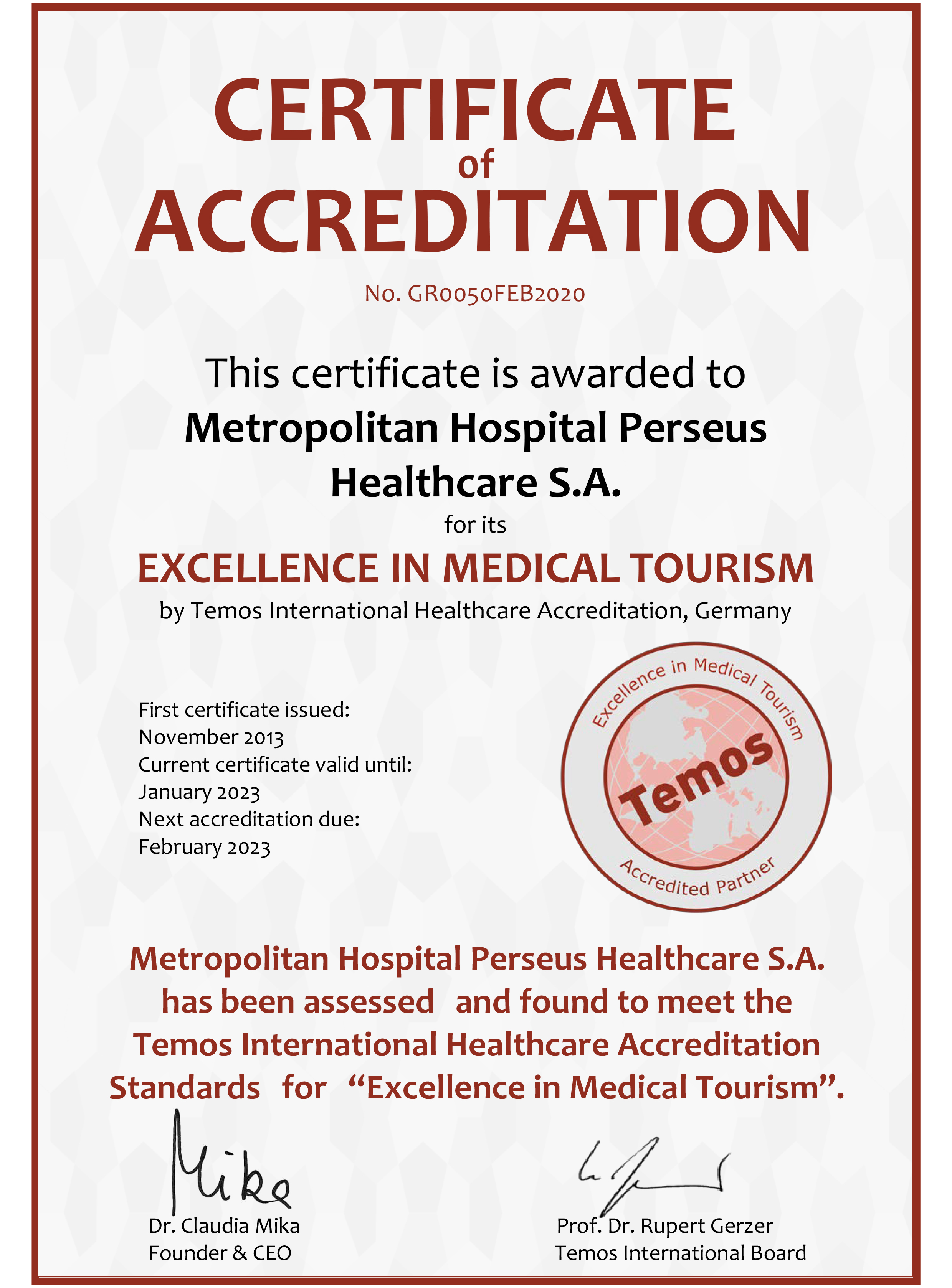 Temos Excellence Medical Tourism 2018