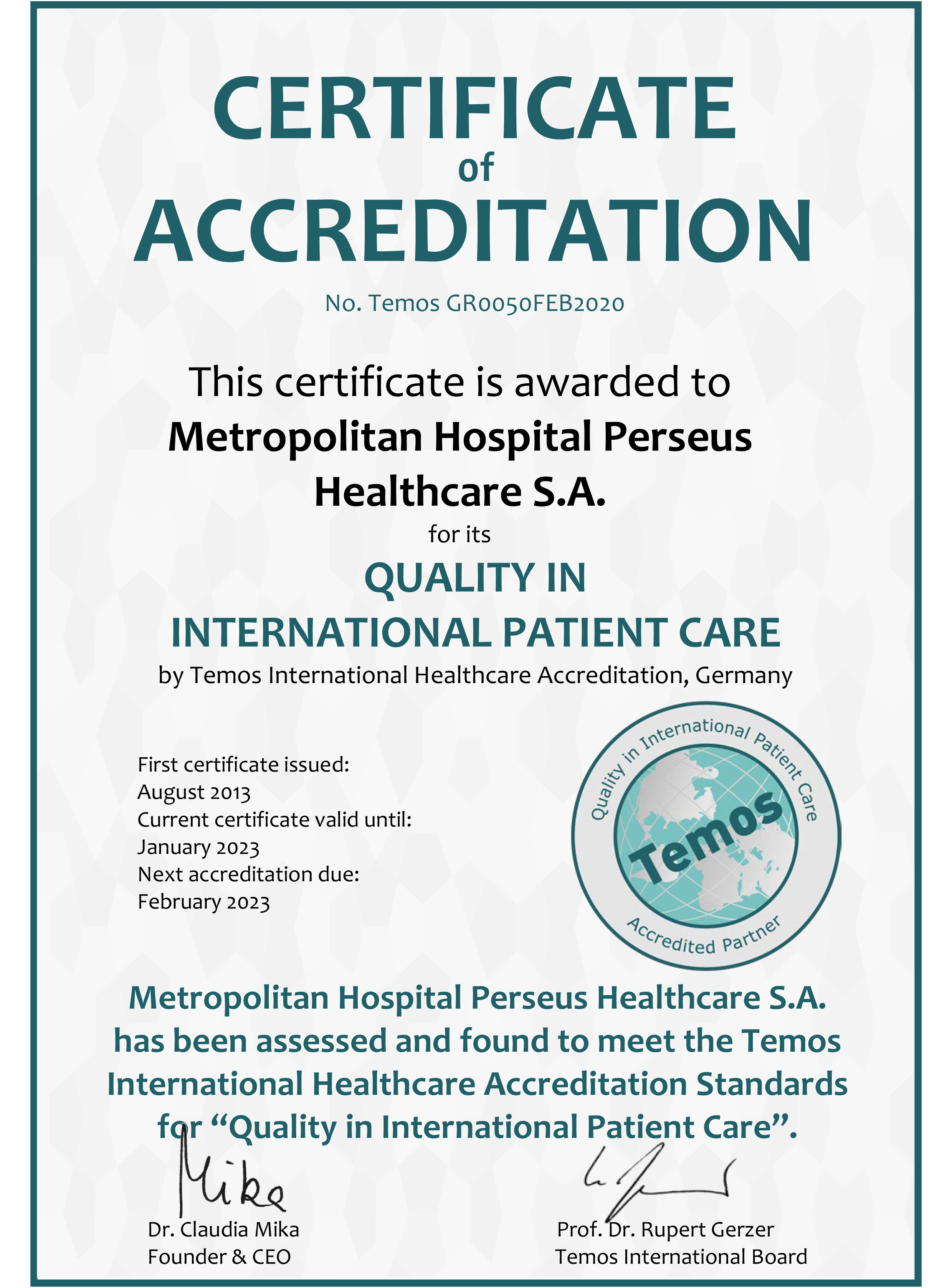 Temos Excellence Medical Tourism 2018