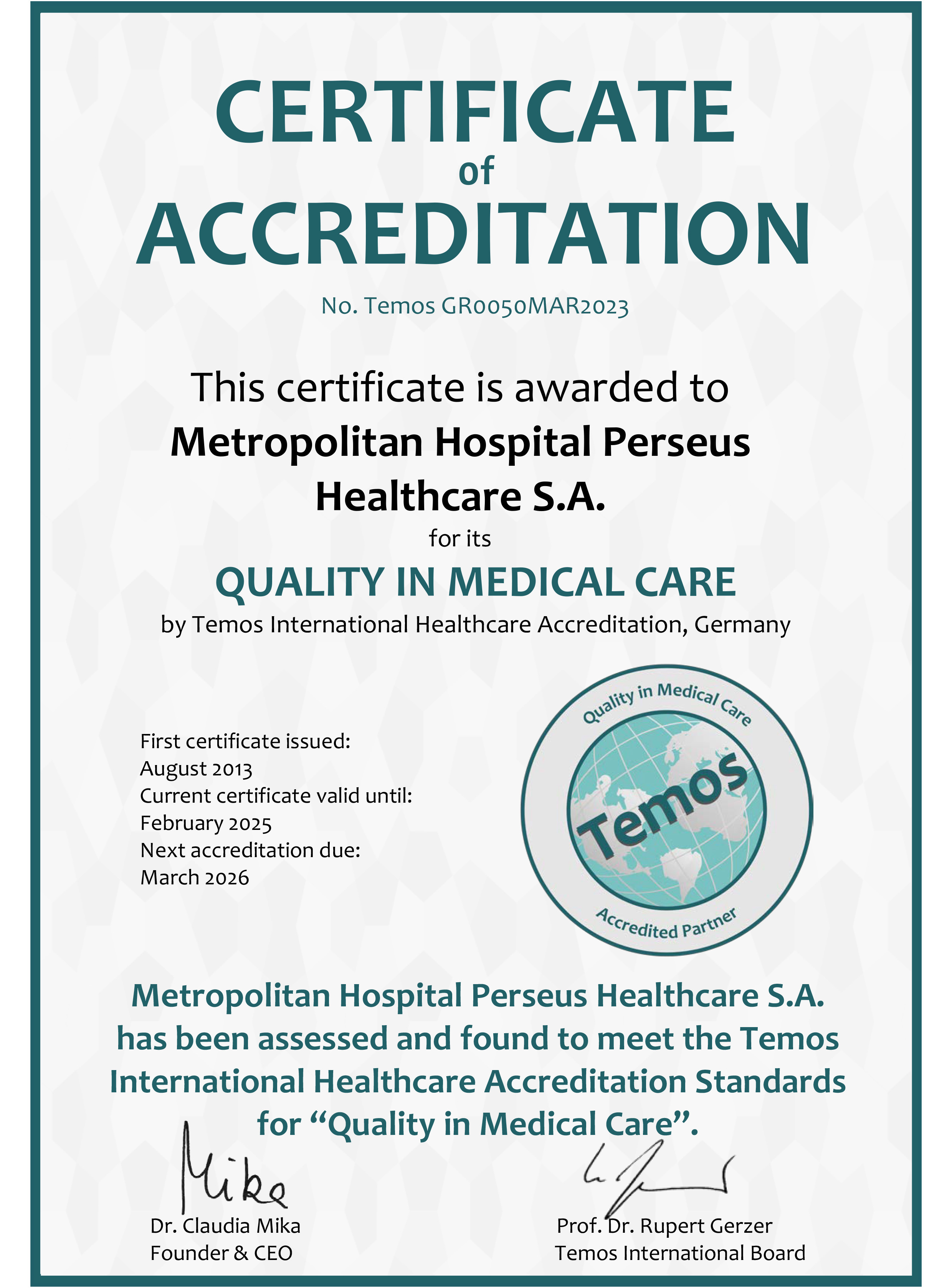 Temos Excellence Medical Tourism 2018