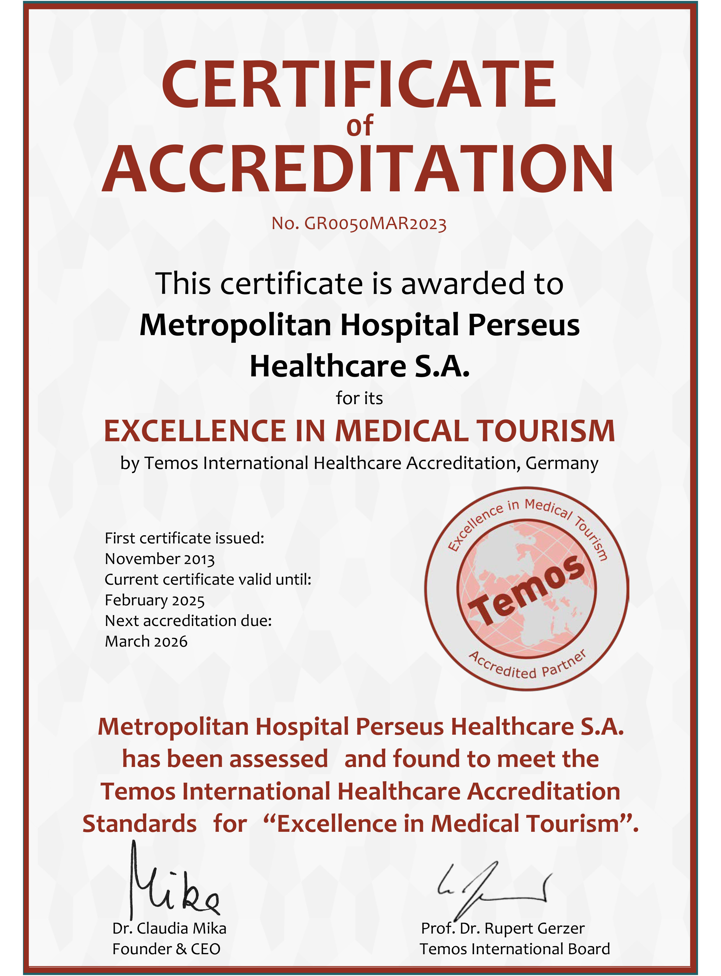 Temos Excellence Medical Tourism 2018